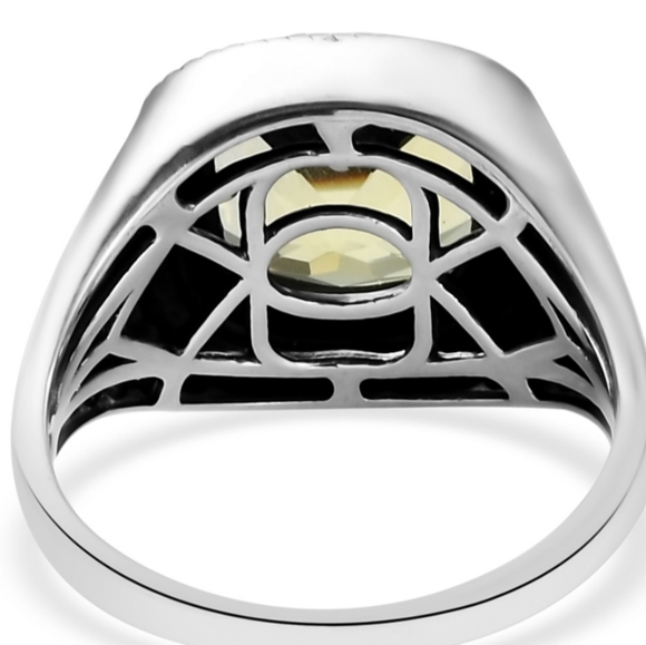 NWT💙HOST PICK💙MENS LEMON QUARTZ ASSCHER CUT GEMSTONE RING - Picture 3 of 4